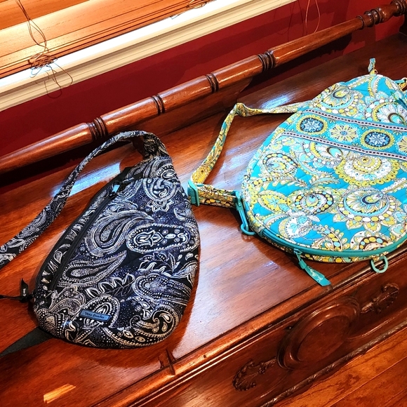 Vera Bradley Handbags - Vera Bradley green Tennis sling bag & black Sling bag / EUC